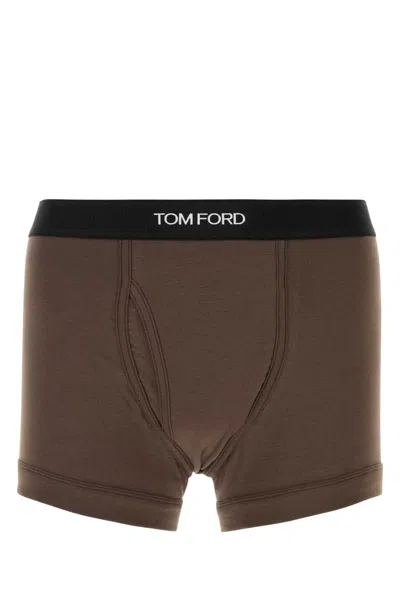 Tom Ford Chocolate Stretch Cotton Boxer In Brown