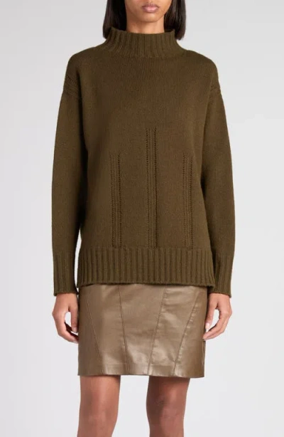Tom Ford Chunky Wool & Cotton Mock Neck Sweater In Green