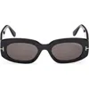 Tom Ford Eyewear Cielle Oval Frame Sunglasses In Black/eco/smoke Lenses
