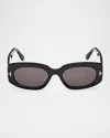 Tom Ford Eyewear Cielle Oval Frame Sunglasses In Shiny Black