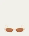 Tom Ford Cielle Oval Acetate Sunglasses In Beige