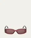 Tom Ford Cielle Squared Acetate Sunglasses In Shiny Transp Wine