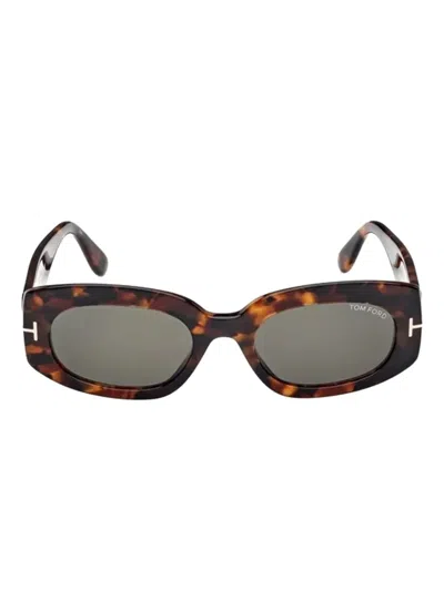Tom Ford Cielle Oval-frame Sunglasses In Brown