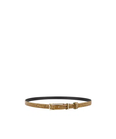Tom Ford Cinnamon Croc-print T Loop Belt In Orange