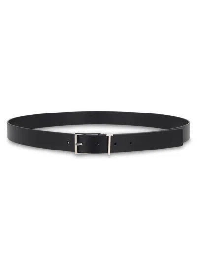 Tom Ford Leather Belts Featuring Signature Silver Tone Hardware In Black