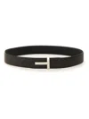 Tom Ford Reversible Calf Leather Belt With Buckle In Black
