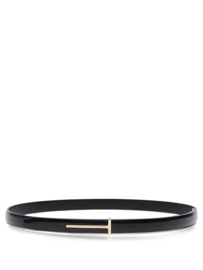 Tom Ford Slim T Belt In Brushed Leather In Pink