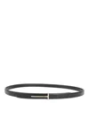 Tom Ford Supple Grain Leather Slim T Belt In Black