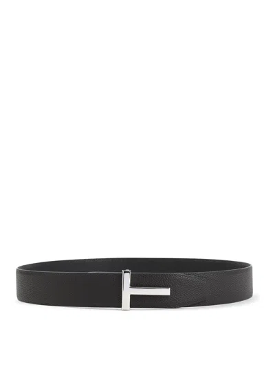 Tom Ford Leather Belt In Black