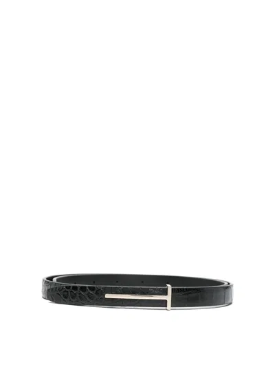 Tom Ford Crocodile Belt In Black