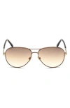 Tom Ford Clark 59mm Gradient Aviator Sunglasses In Dark Brown/brown Mirror