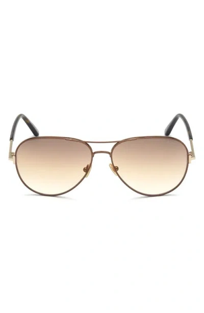 Tom Ford Clark 59mm Gradient Aviator Sunglasses In Dark Brown/brown Mirror