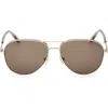 Tom Ford Clark 59mm Pilot Sunglasses In Rose Gold/t Logo/brown