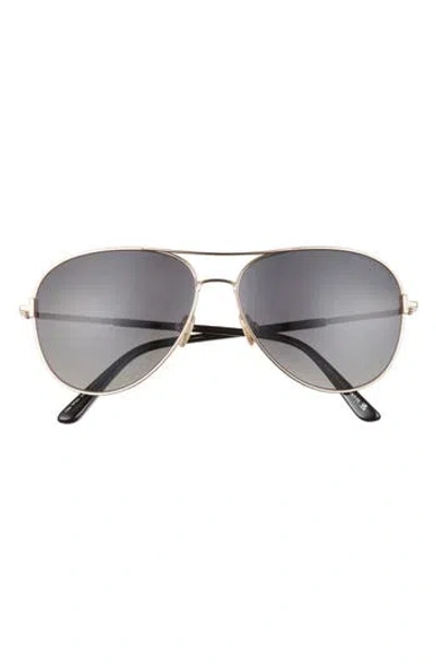Tom Ford Clark 59mm Polarized Pilot Sunglasses In Rose Gold/smoke Polarized
