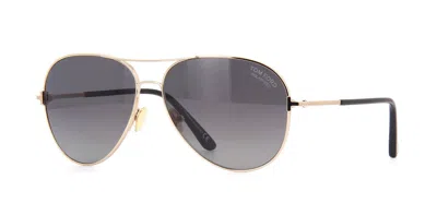 Pre-owned Tom Ford Clark Ft 0823 Shiny Rose Gold/grey Shaded Polarized (28d) Sunglasses