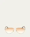 Tom Ford Clark Metal Aviator Sunglasses In Brown
