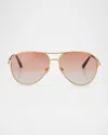 Tom Ford Clark Metal Aviator Sunglasses In Gold