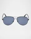Tom Ford Clark Metal Aviator Sunglasses In Shiny Rose Gold Brown Polar Lenses