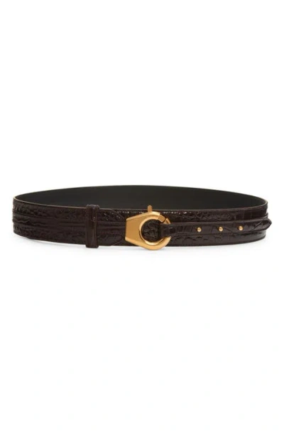 Tom Ford Clasp Patent Leather Belt In 1b087 Espresso