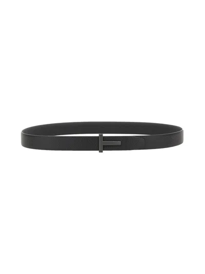 Tom Ford Classic 4 Cm Logo Belt In Black
