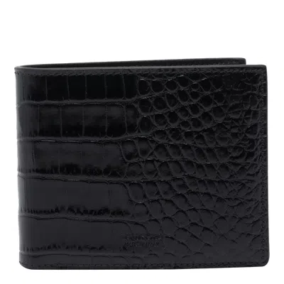 Tom Ford Classic Bifold Croco Wallet In Black