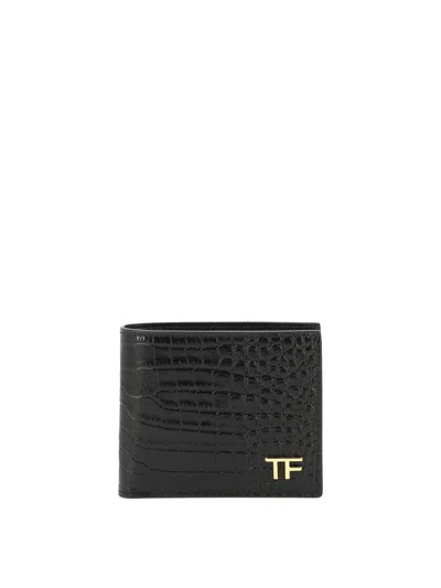 Tom Ford Printed Alligator Classic Bifold Wallet In Black