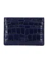 Tom Ford Croco Embossed Leather Cardholder In Blue