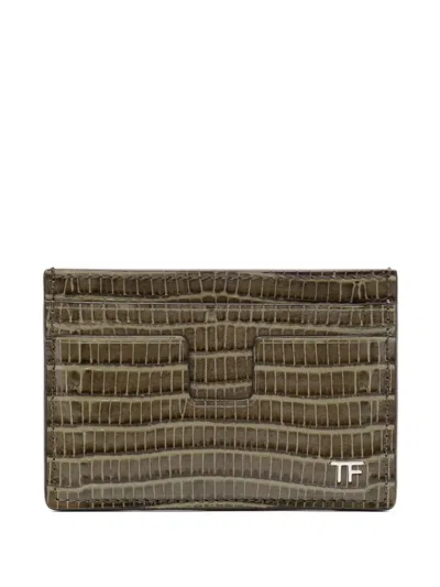 Tom Ford Classic Card Holder In Green