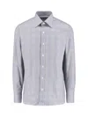 Tom Ford Long Sleeve Checkered Shirt With Buttoned Cuffs In Gray