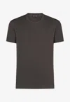 Tom Ford Stretch Cotton T-shirt In Anthracite