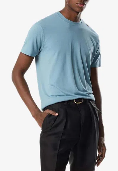 Tom Ford Classic Crewneck Short-sleeved T-shirt In Blue