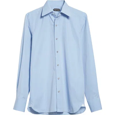 Tom Ford Classic Fit Cotton Button-up Shirt In Blue