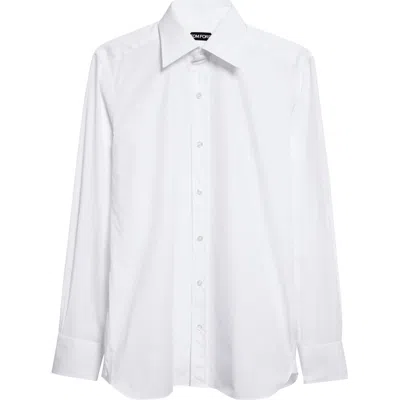 Tom Ford Classic Fit Cotton Poplin Button-up Shirt In White