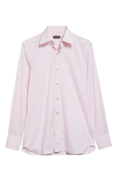 Tom Ford Classic Fit Solid Stretch Poplin Button-up Shirt In Pink