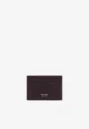 Tom Ford Bordeaux Card Holder With Embossed Logo Lettering On The Front In Grained Leather Man In Brown
