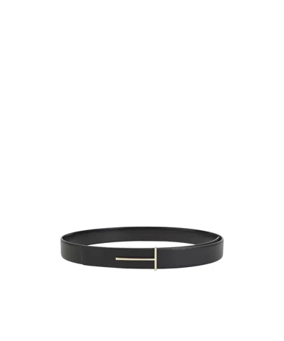 Tom Ford Classic Leather Belt In Black