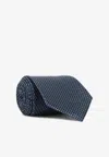 Tom Ford Silk Tie With Textured Pattern In Blue