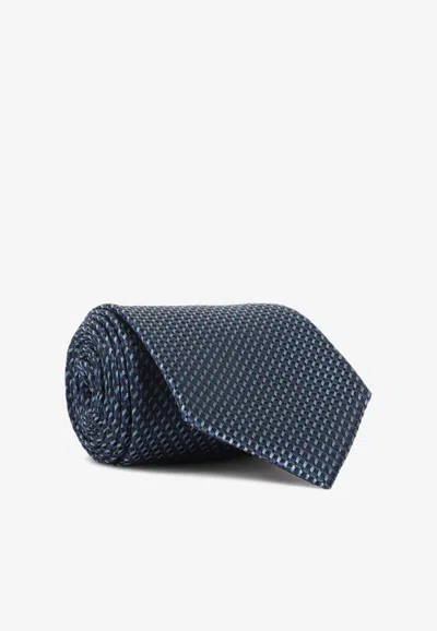 Tom Ford Classic Silk Woven Tie In Blue