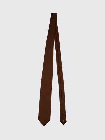 Tom Ford Classic Tie In Pure Mulberry Silk With A Bicolor Abstract Pattern In Brown