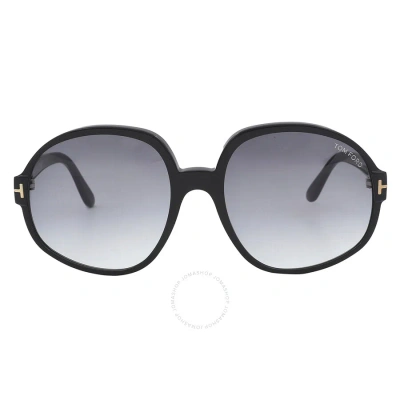 Tom Ford Claude Smoke Dark Grey Gradient Oversized Ladies Sunglasses Ft0991 01b 61 In Black / Dark / Grey