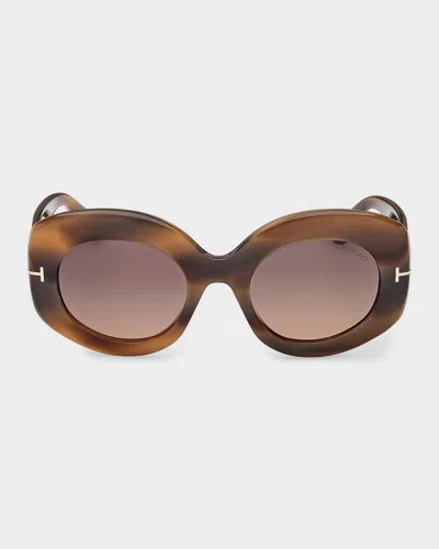 Tom Ford Claudette 51mm Oval Sunglasses In Burgundy