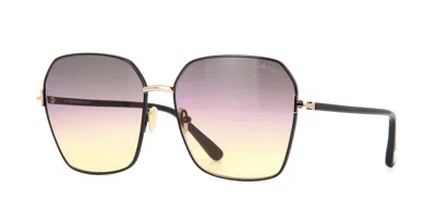 Pre-owned Tom Ford Claudia-02 Ft 0839 Black/smoke Pink And Yellow Shaded (01b) Sunglasses