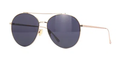 Pre-owned Tom Ford Cleo Ft 0757 Rose Gold/grey (28a C) Sunglasses In Gray
