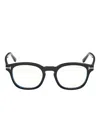 Tom Ford 50mm Small Round Blue Light Blocking Glasses In Black