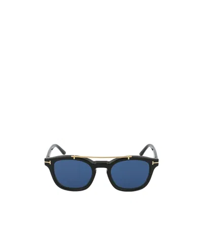 Tom Ford Clip Round Sunglasses In Black