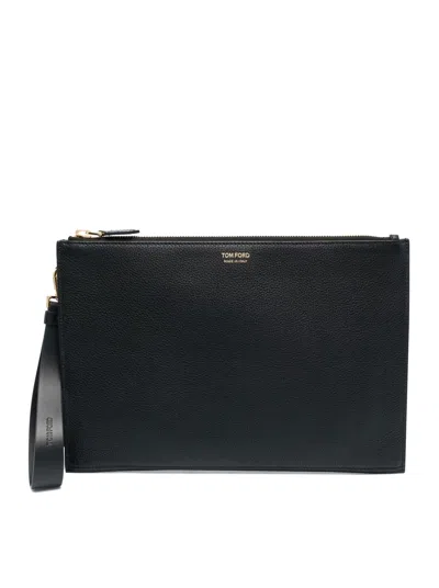 Tom Ford Clutch With Logo Print In Black