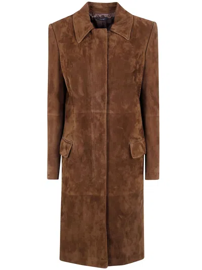 Tom Ford Coat Full Grain Lamb Suede "mackintosh" In Brown