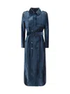 Tom Ford Long Blue Trench Coat With Matching Belt In Velvet Woman In Midnight Blue