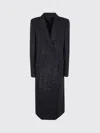 Tom Ford Sequined Wool Blend Crepe Double Breasted Coat In Black