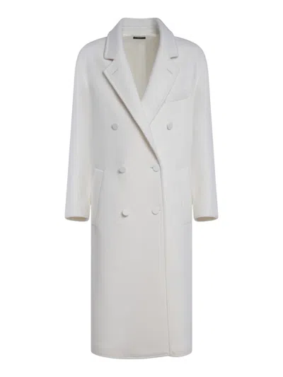 Tom Ford Double-breasted Cashmere Coat In White